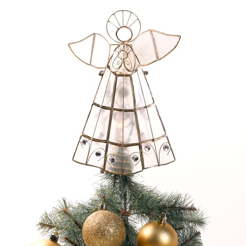 Lighted Capiz Angel Christmas Tree Topper | The Catholic Company