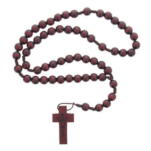 Mahogany Red Corded Wood Rosary | The Catholic Company