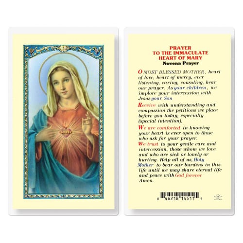 Novena Prayer to the Immaculate Heart of Mary - Prayer Card | The ...