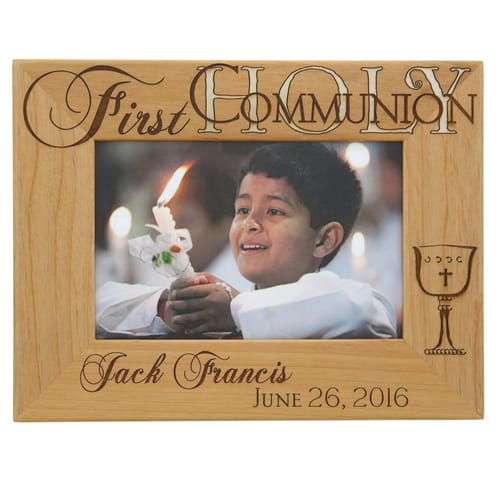 personalized first communion wooden frame the catholic company