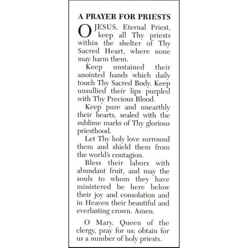 The Prayer for Priests Prayercard (Pack of 100)  The 