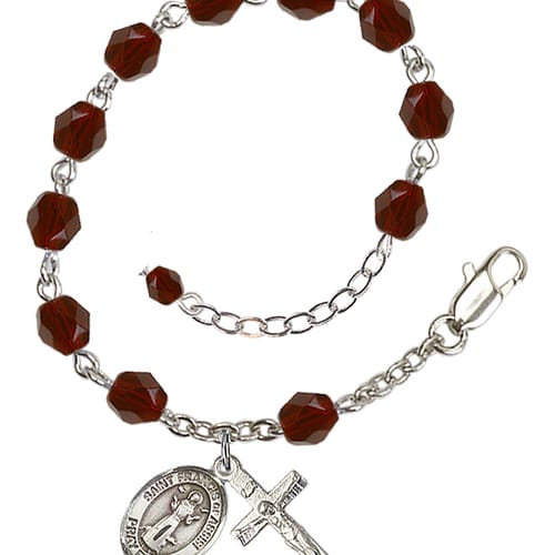 St Francis Of Isi Red January Rosary Bracelet 6mm The Catholic St Francis Of Isi Red January Rosary Bracelet 6mm
