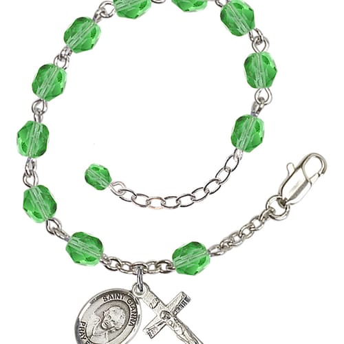 St. Gianna Beretta Molla Green August Rosary Bracelet 6mm | The