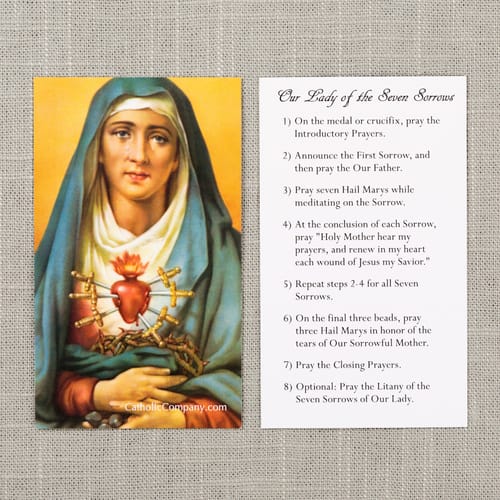 7 Sorrows Chaplet Prayer Card picture regarding Free Printable Catholic Prayer Cards named 7 Sorrows Chaplet Prayer Card