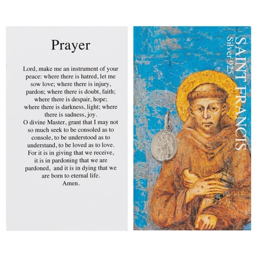 St. Francis of Assisi Silver Medal & Prayer Card | The Catholic Company