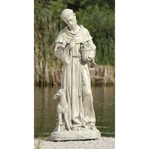 St. Francis with Deer Garden Figure, 18 inches | The Catholic Company