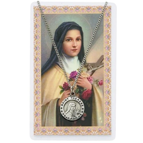 St. Therese Medal with Prayer Card | The Catholic Company