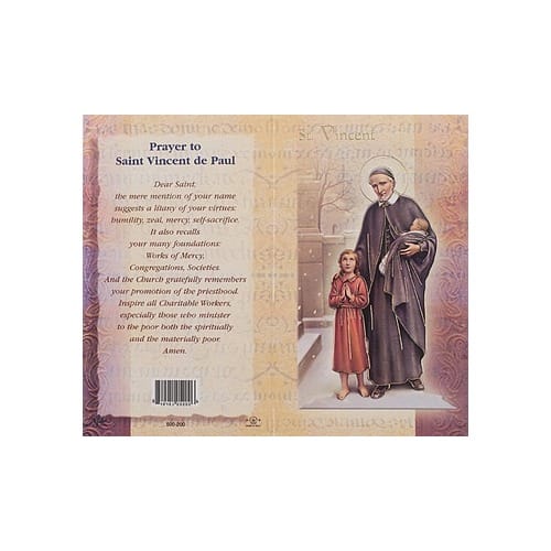 St. Vincent de Paul Mini Lives of the Saints Folded Prayer Card The