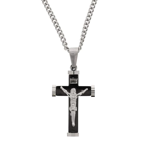 Stainless Steel Black Crucifix Necklace | The Catholic Company