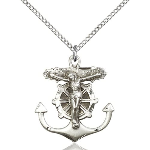 Sterling Silver Anchor Crucifix Pendant | The Catholic Company
