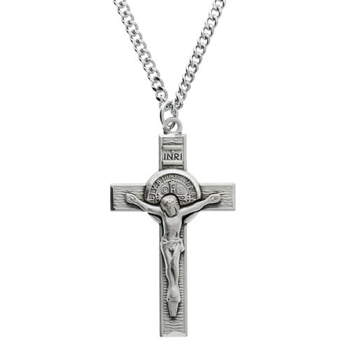 Sterling Silver St. Benedict Crucifix Necklace | The Catholic Company