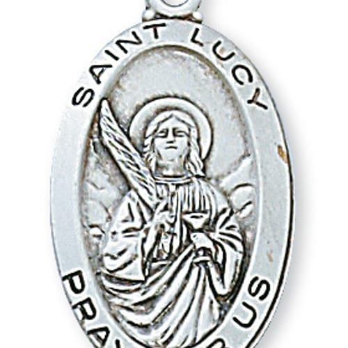 Sterling Silver St. Lucy Medal with 18 inch chain | The Catholic Company