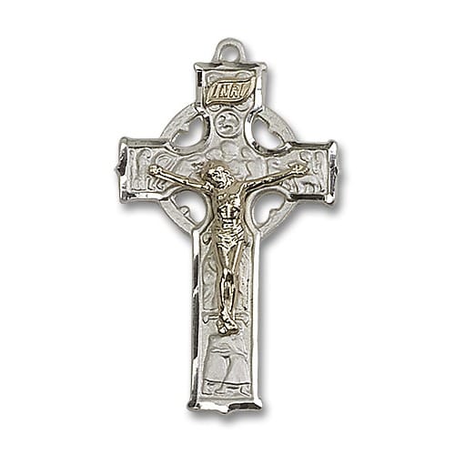 TwoTone GF/SS Mens Celtic Crucifix Pendant The Catholic Company
