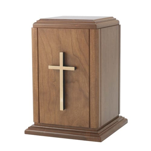 Urn - Wood with Cross | The Catholic Company