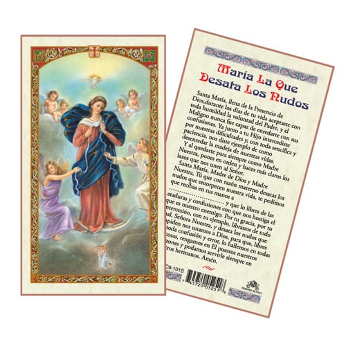 Virgin Mary Untier of Knots Laminated Prayer Card - Spanish graphic about The Knots Prayer Printable known as Virgin Mary Untier of Knots Laminated Prayer Card - Spanish