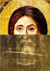 Pantocrator Icon over the Shroud of Turin