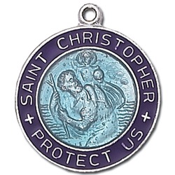 Sterling Silver St. Christopher Blue Medal