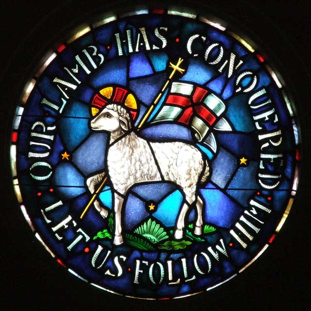 Lamb of God stained glass window