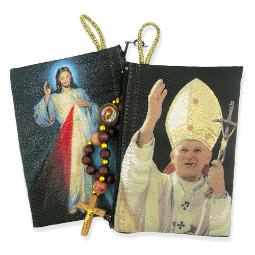 Saint John Paul II & Divine Mercy Rosary Pouch