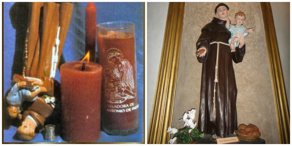 Part of the custom in some places in Latin America and Spain is display St. Anthony upside down and with bread.