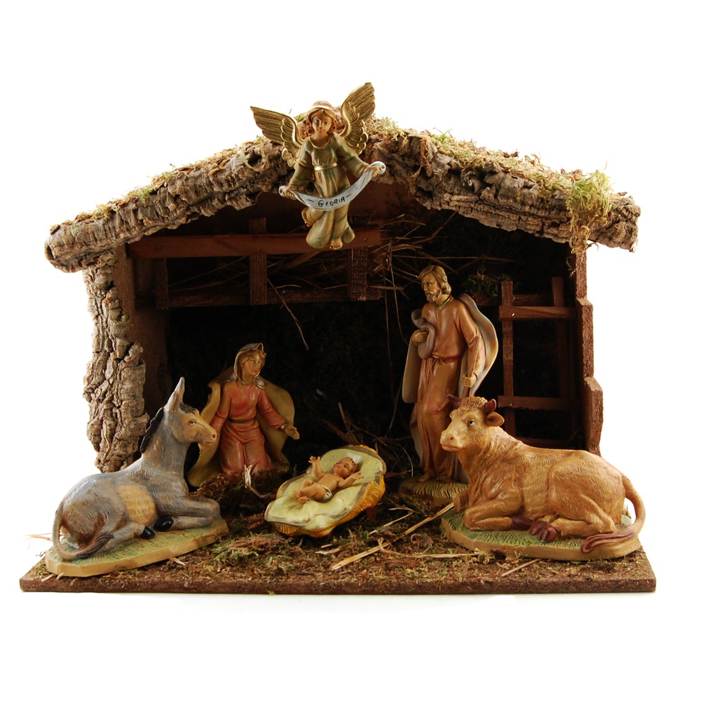 Pellegrini Nativity Set w/ Stable, 7 pc