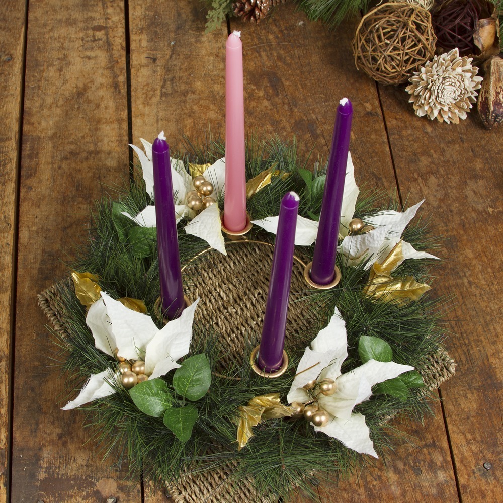 White Poinsettia Advent Wreath