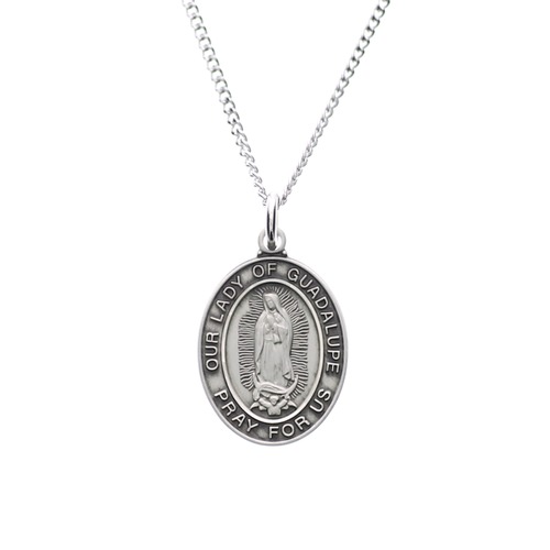 Sterling Silver Our Lady of Guadalupe Oval Medal