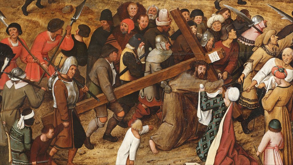 The Procession to Calvary (detail), by Pieter Breughel the Younger, 1602. How Jesus teaches us the meaning and value of suffering by St. John Vianney
