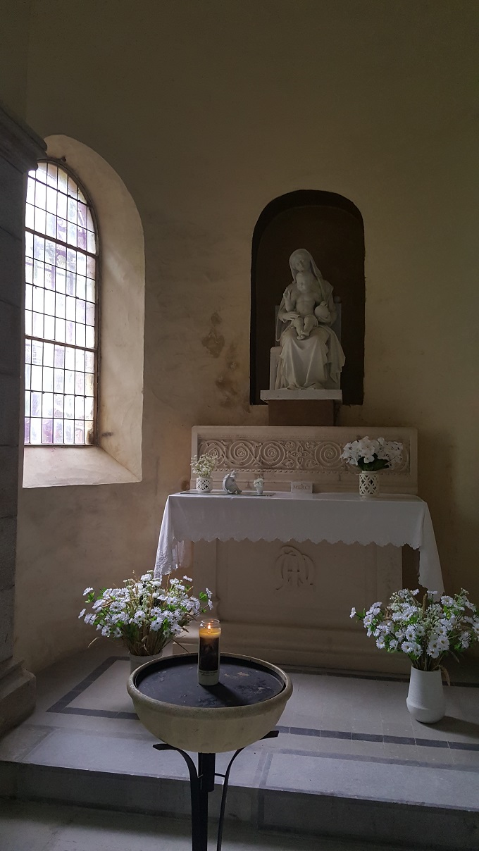 Side altar at the Basilica Our Lady of the Rosary in Prouilhe, France