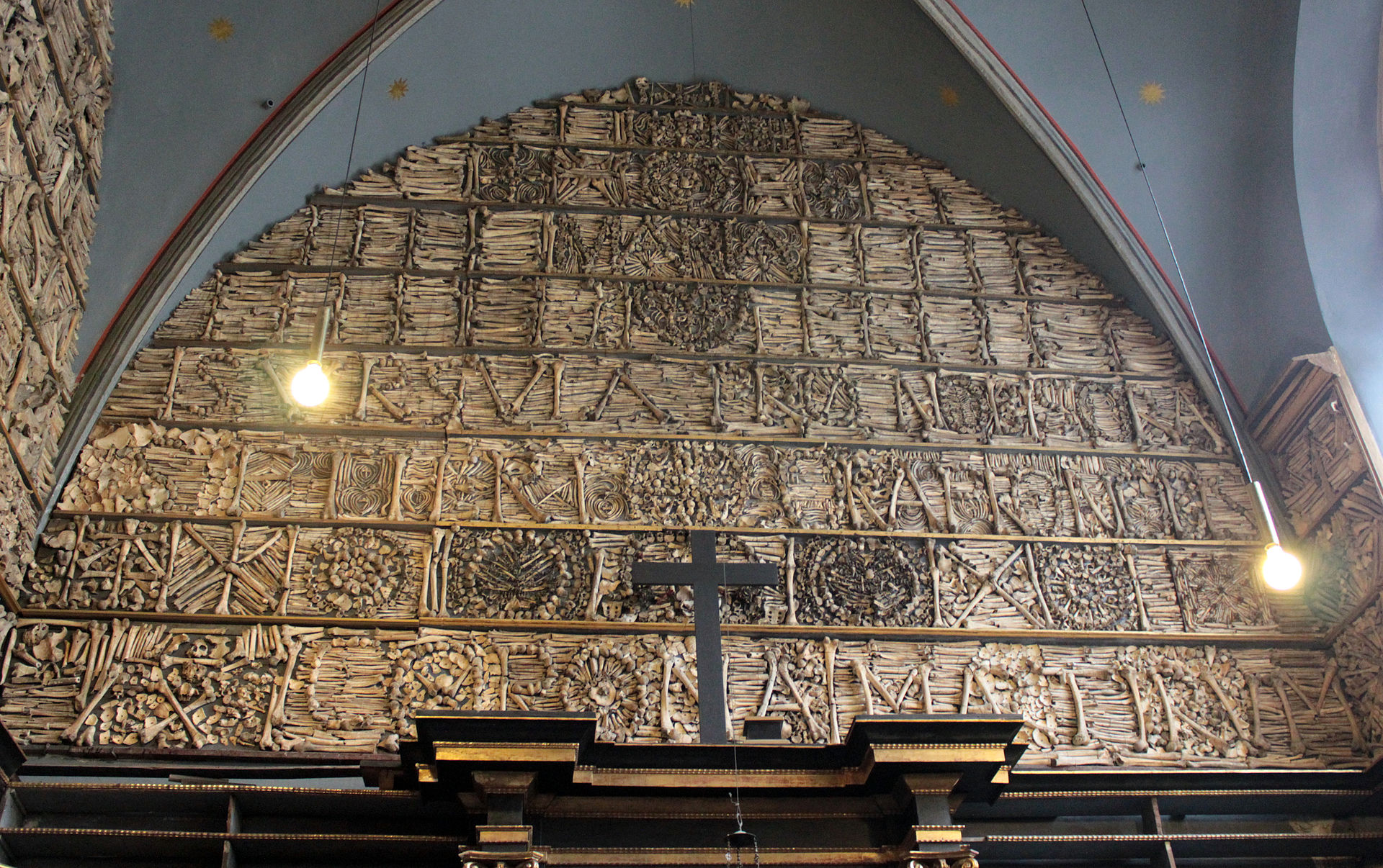 The wall of bones from the Church of St. Ursula and her 11,000 companions in Cologne, Germany