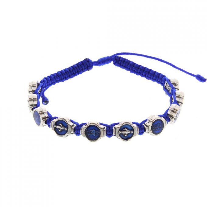 Miraculous Medal Blue Macrame Bracelet