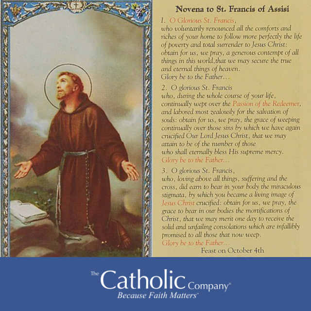 Novena to St. Francis of Assisi prayer card